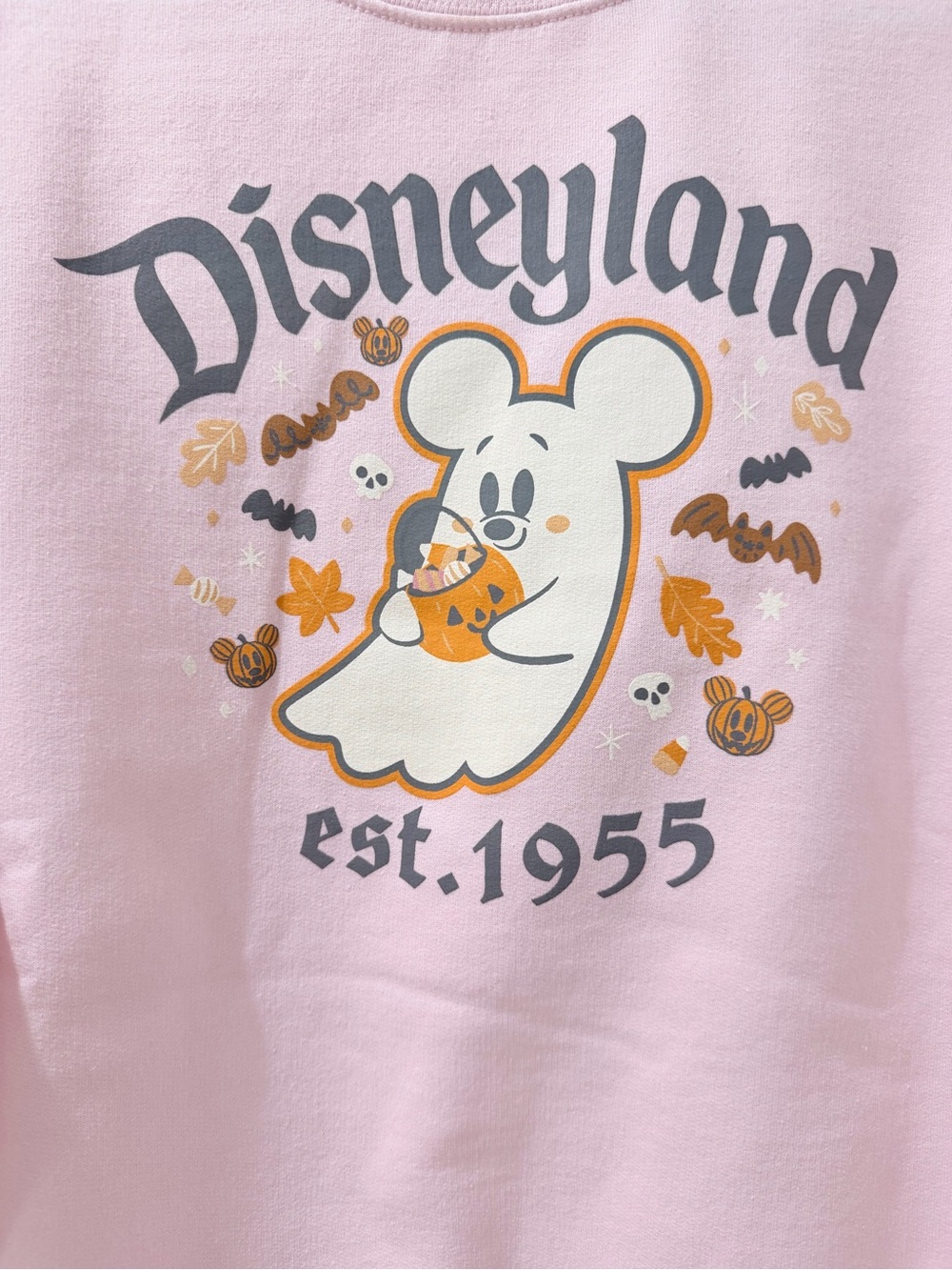 Disney Pink Ghost Mickey Sweatshirt with Orange Accent - Picture 3 of 4